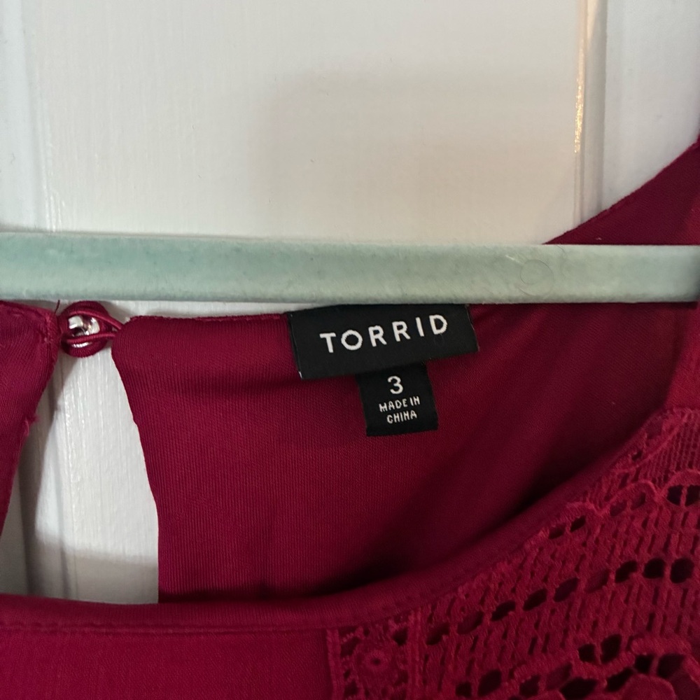 Torrid Burgundy Lace Maxi Dress Size 3 (3X) Wine Red Formal Evening Boho - Picture 5 of 15